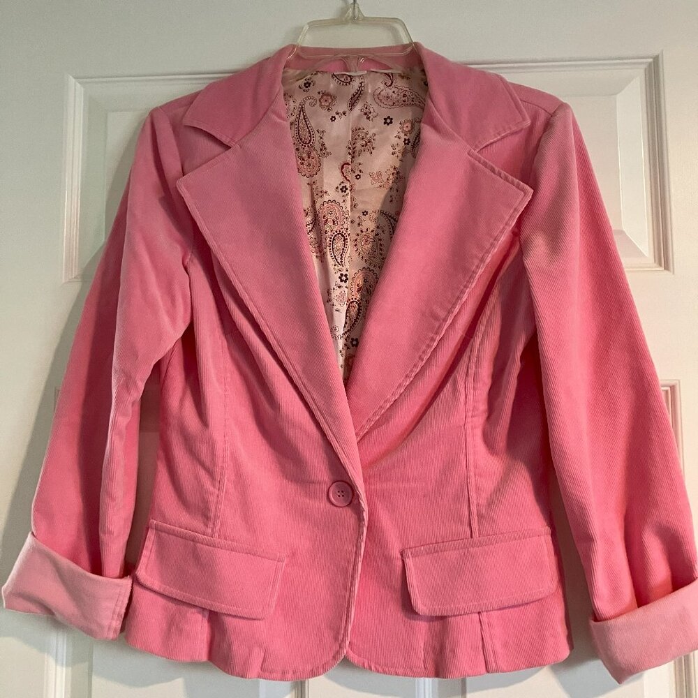 Pink Corduroy Vintage Style  Blazer